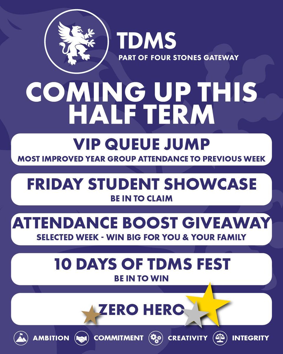 TDMS_Evesham's tweet photo. There is lots happening this half-term for us all to look forward to! With only 5 weeks until our 10 Days of TDMS Fest, everyone can 'show us their best' and reap the rewards. #BeInBelong https://t.co/k1mVtzTxom