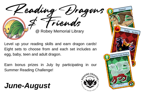 WaukonLibrary's tweet photo. 🐉📚 Calling all young dragon trainers &amp; readers! As you read collect dragon-themed cards featuring dragon families—from eggs 🥚 to babies 🐣 to teens &amp; full-grown dragons 🐲✨Read, collect, &amp; build your dragon world all summer long! 🌟 https://t.co/lC7PPiOTsa