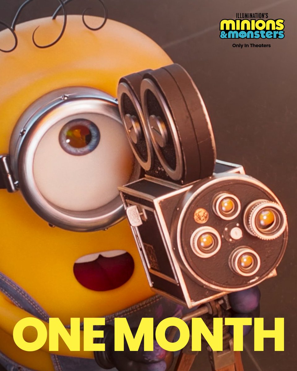 Minions's tweet photo. one month until the minions light up the silver screen. See Minions &amp; Monsters, only in theaters July 1. https://t.co/RMQruRewyl