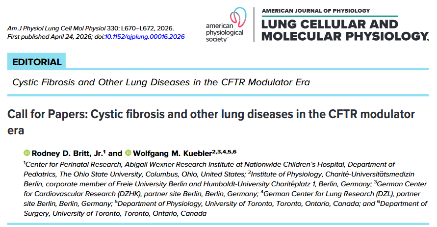 AJPLung's tweet photo. Editorial by Editors RD Britt Jr. and WM Kuebler: #Cysticfibrosis and other lung diseases in the #CFTR modulator era (https://t.co/oG6GsMshOg). Learn more about this newest Call for Papers at https://t.co/uBYyWxkdFF. https://t.co/RwDsxMU1Hv