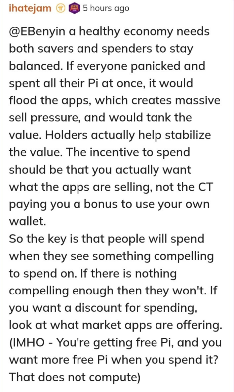 PiNetworkUpdate's tweet photo. "a healthy economy needs  savers and spenders"  - ihatejam (PCT) https://t.co/oZX9KBeXtB