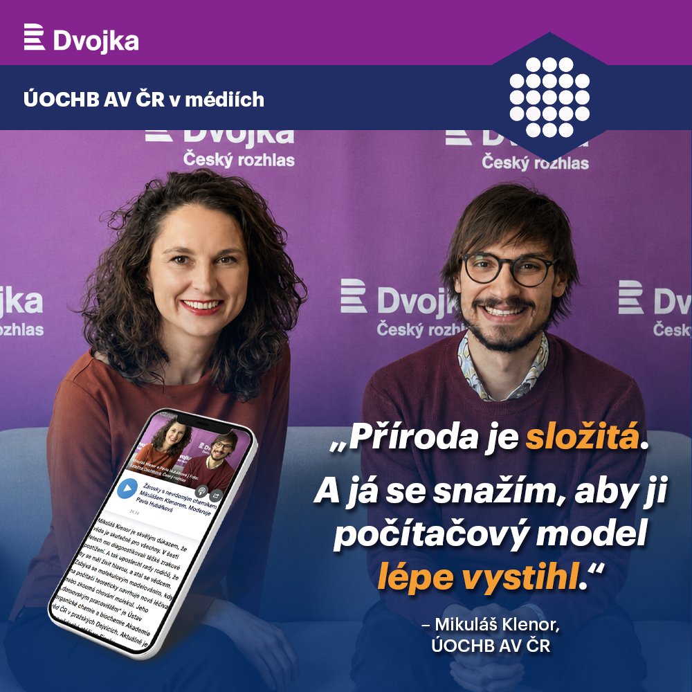 IOCBPrague's tweet photo. 💡 „Lidé se zrakovým postižením mají často neuvěřitelnou představivost,” míní Mikuláš Klenor ze skupiny Molekulového modelování (Pavel Jungwirth), který byl dalším hostem @PavlaHub v pořadu Žárovky @CRoDvojka  ► https://t.co/QFKmOwCWBN 📲

#UOCHB #IOCB #IOCBPrague #AVCR #AkademievedCR #ceskaveda #chemie #popularizace