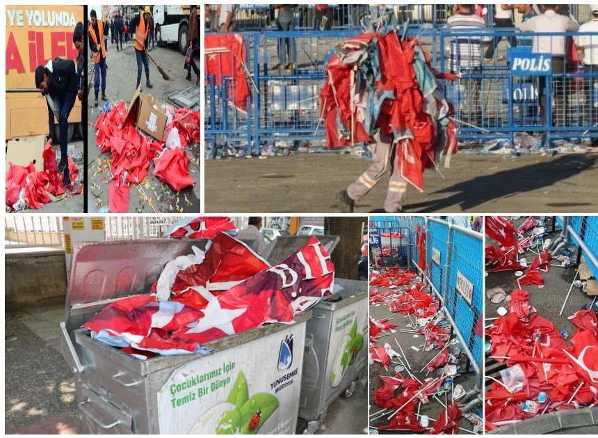 Medyalanlar's tweet photo. Solda: Kemal Kılıçdaroğlu'nun düzenlediği bayramlaşma sonrası yerlere atılan Türk bayrakları.

Sağda: Yıllardır AKP mitinglerinden sonra şahit olduğumuz görüntüler!

CHP Genel merkezine kimleri toplayıp götürdüklerini bu görüntüden bile anlayabilirsiniz.
 
#kiminaklı #kimyetkili https://t.co/aRbwPW2860