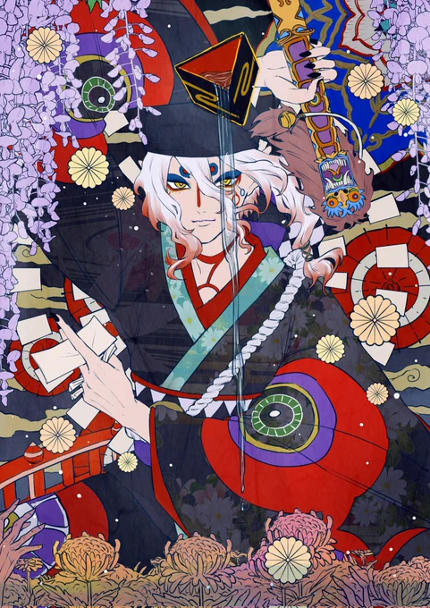 #モノノ怪_FA #モノノ怪芸術祭2_平面作品部門 擦りまくりの過去絵でも参戦しとこ…