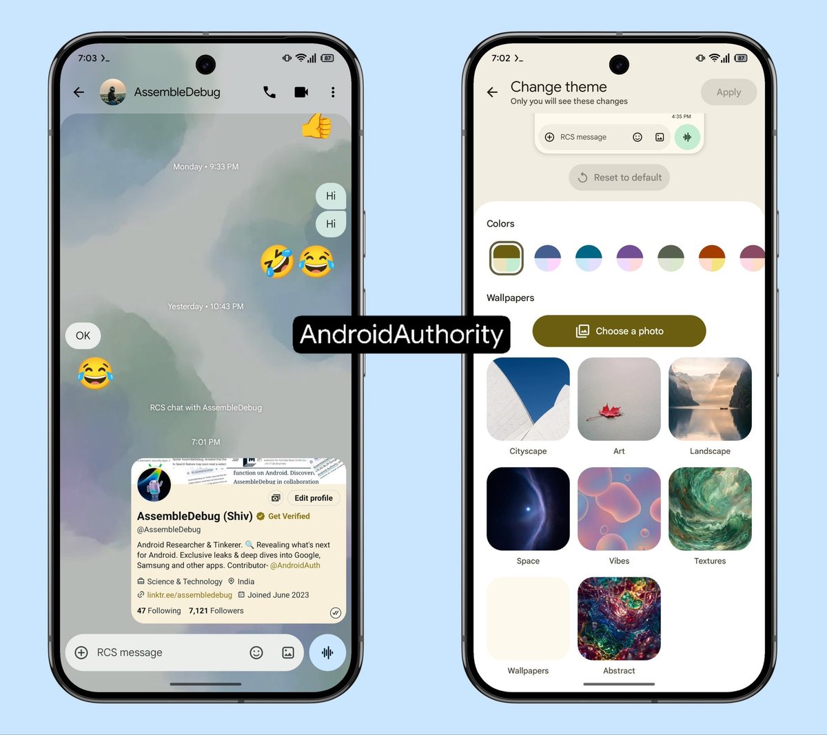 JohnsonDarren's tweet photo. 🚨 SAMSUNG users: REJOICE! 🚨
You lost your custom backgrounds when you came to Google messages 😬I've Been using Google Messages since the Nexus-my Pixel 10 PXL. I know y'all miss custom backgrounds. Google is finally bringing wallpaper themes to our chats! Check it out 👇🏿 https://t.co/5JTVCymkqi