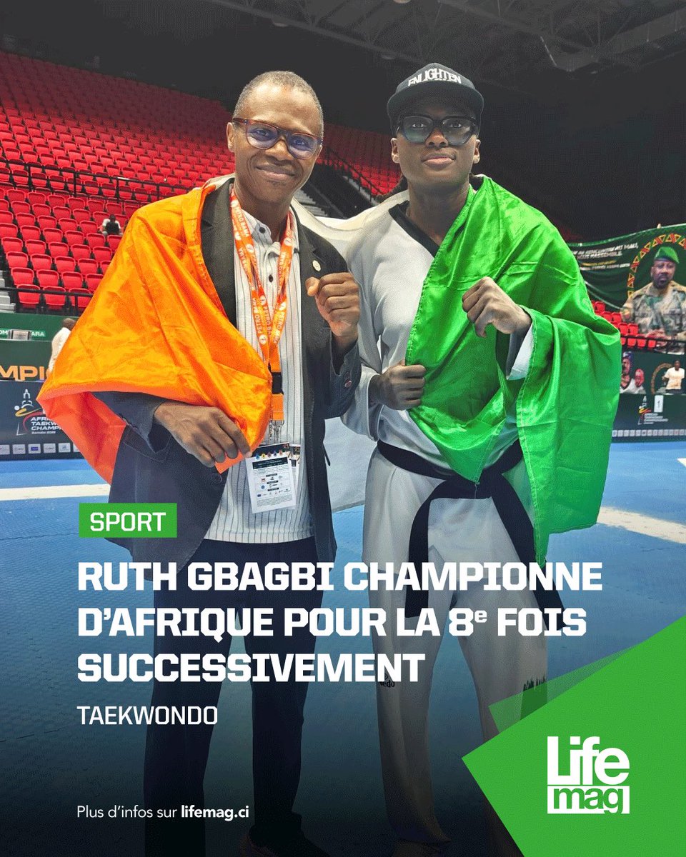 LifeMagazine_CI's tweet photo. #SPORT 🟢 1, 2, 3, 4, 5, 6, 7 et 8 ! Ça fait 8 fois d’affilée que notre RUTH GBAGBI est Championne d’Afrique ! 8 fois ! Consécutivement ! 🇨🇮👏

Elle a remporté la médaille d’Or dans sa catégorie (-67 kgs) lors de la 17e édition du Championnat d’Afrique tenue ce week-end au Mali. https://t.co/VjRv7pS9m7