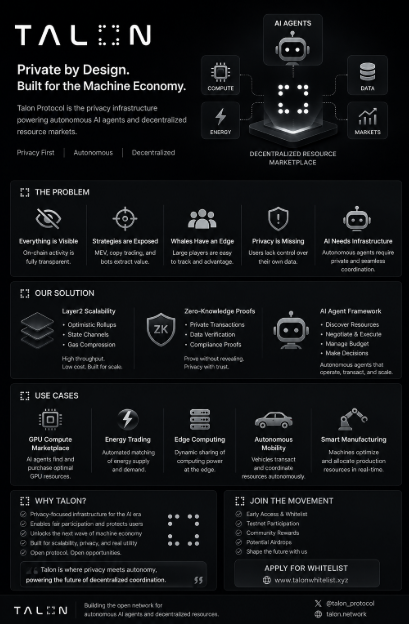 rishabhk123's tweet photo. Privacy should feel natural, not suspicious. @TalonProtocol is building infrastructure where users and autonomous systems can interact with more control, better coordination, and less exposure in an increasingly transparent onchain world. https://t.co/27FANowpP4