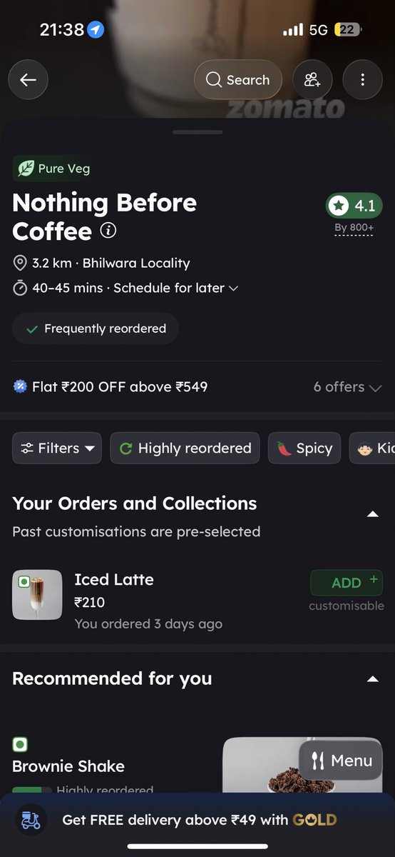 IndieYeah's tweet photo. @zomatocare @zomato Distance 3.2 kms, Order: A Cappuccino coz I’m under the weather. Time taken already 40 mins or so. And guess what something that should be served hot and fast, they added a pickup midway. This is the algorithm. And they’ll need a proof if I say it’s not hot. https://t.co/R8jNUB8X1O