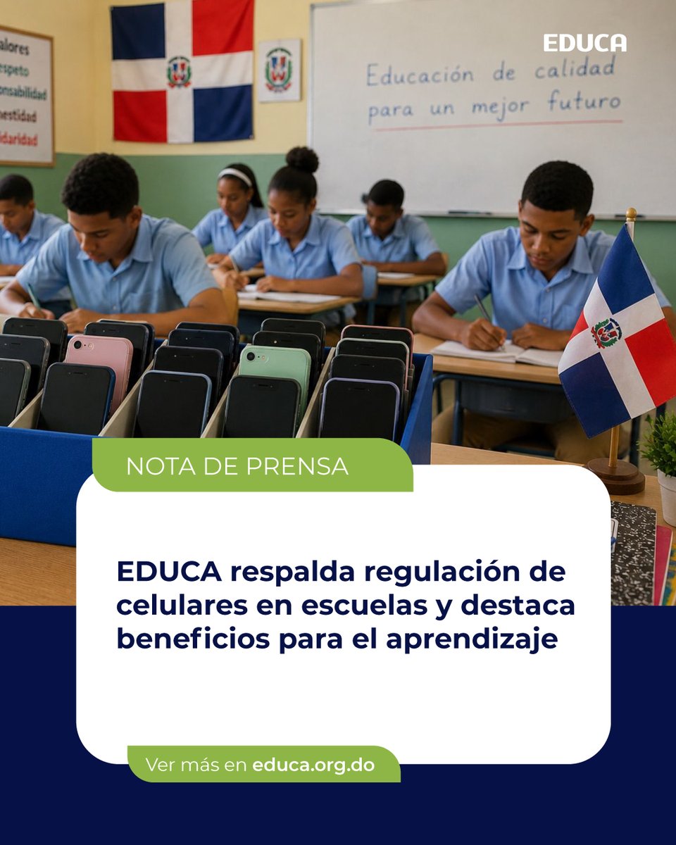 EDUCA_RD's tweet photo. EDUCA respalda regulación de celulares en escuelas y destaca beneficios para el aprendizaje. https://t.co/oCWBiOKPHF https://t.co/mkqbNbBMLr
