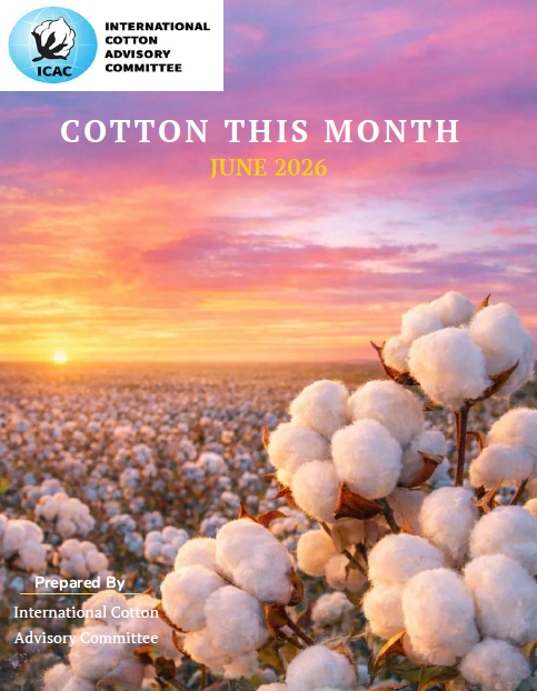 ICAC_cotton's tweet photo. The calendar has turned from May to June — so it's time to check in on the cotton market!

The June 2026 issue of #CottonThisMonth projects a modest contraction in the global cotton sector during the 2026/27 season. https://t.co/YhaECc9QXv
