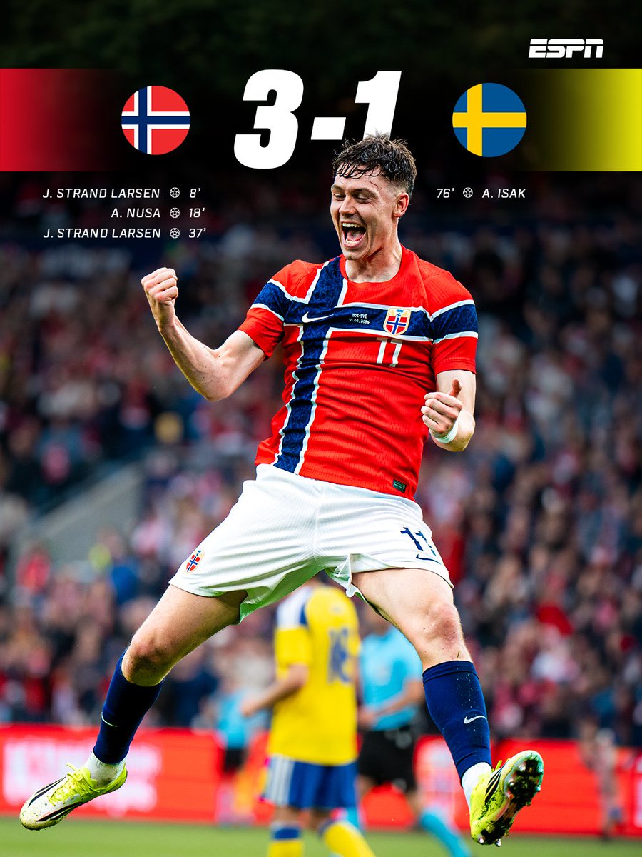ESPNnl's tweet photo. Noorwegen wint oefenduel van Oranje-tegenstander Zweden 🇳🇴👀 https://t.co/RK6RoVqT4E