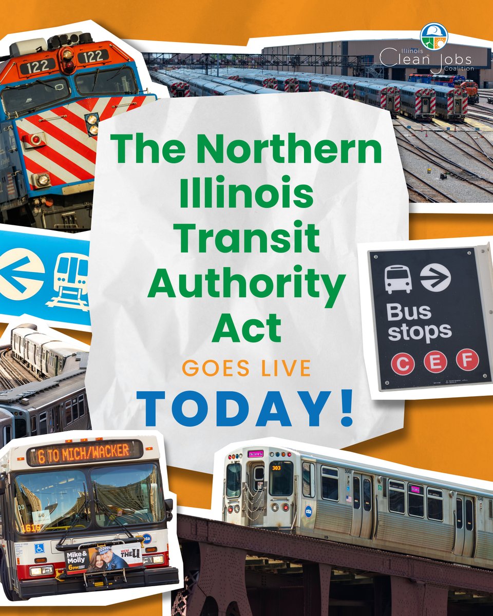 ILCleanJobs's tweet photo. Today is the day! The NITA Act is officially live, implementing long overdue reforms and providing vital funding to public transit across the state. Thank you to all of the advocates and legislators who worked tirelessly to make this possible! https://t.co/zVSmeRr19k