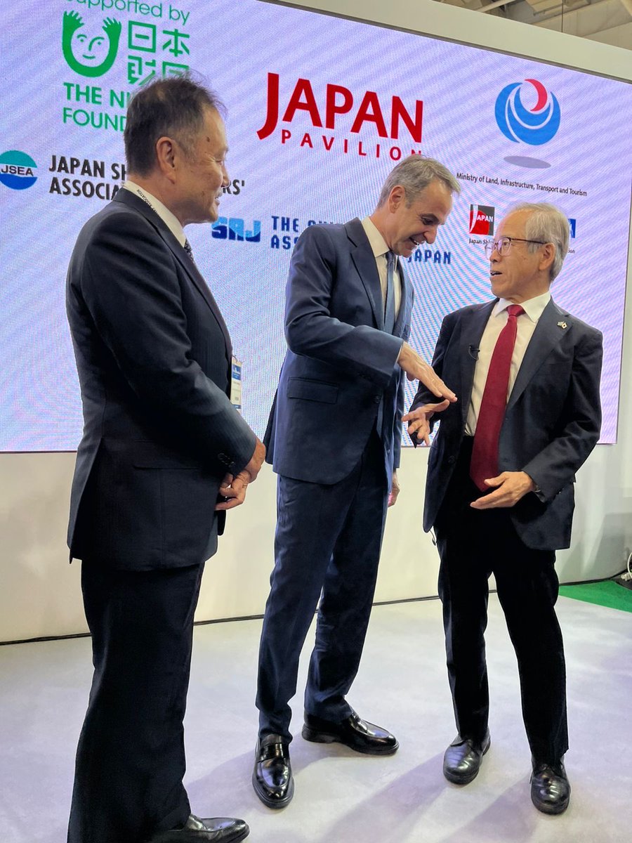 JapaninAthens's tweet photo. Thank you @kmitsotakis for stopping by Japan Pavilion at #Posidonia2026 ! https://t.co/xCjgx0GFGl
