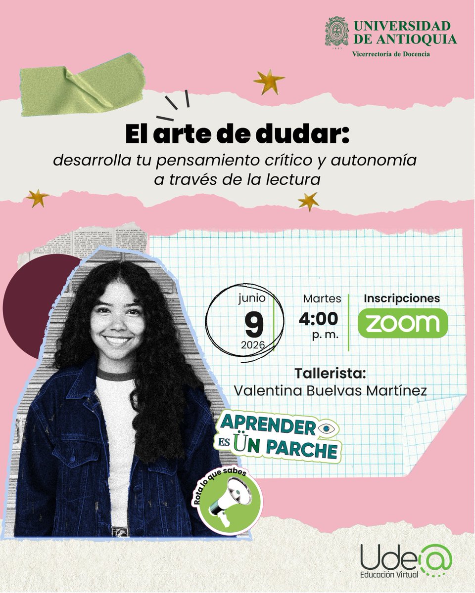 UdeArroba's tweet photo. #Estudiante
 ¿Aceptas todo lo que te dicen sin preguntarte si es verdad?
La lectura puede cambiar eso. Este encuentro, nos invita a entender qué hay detrás de esa dificultad para construir ideas propias.

Ingresa aquí: https://t.co/gfEVX58xn8 https://t.co/f37xeMy6rS