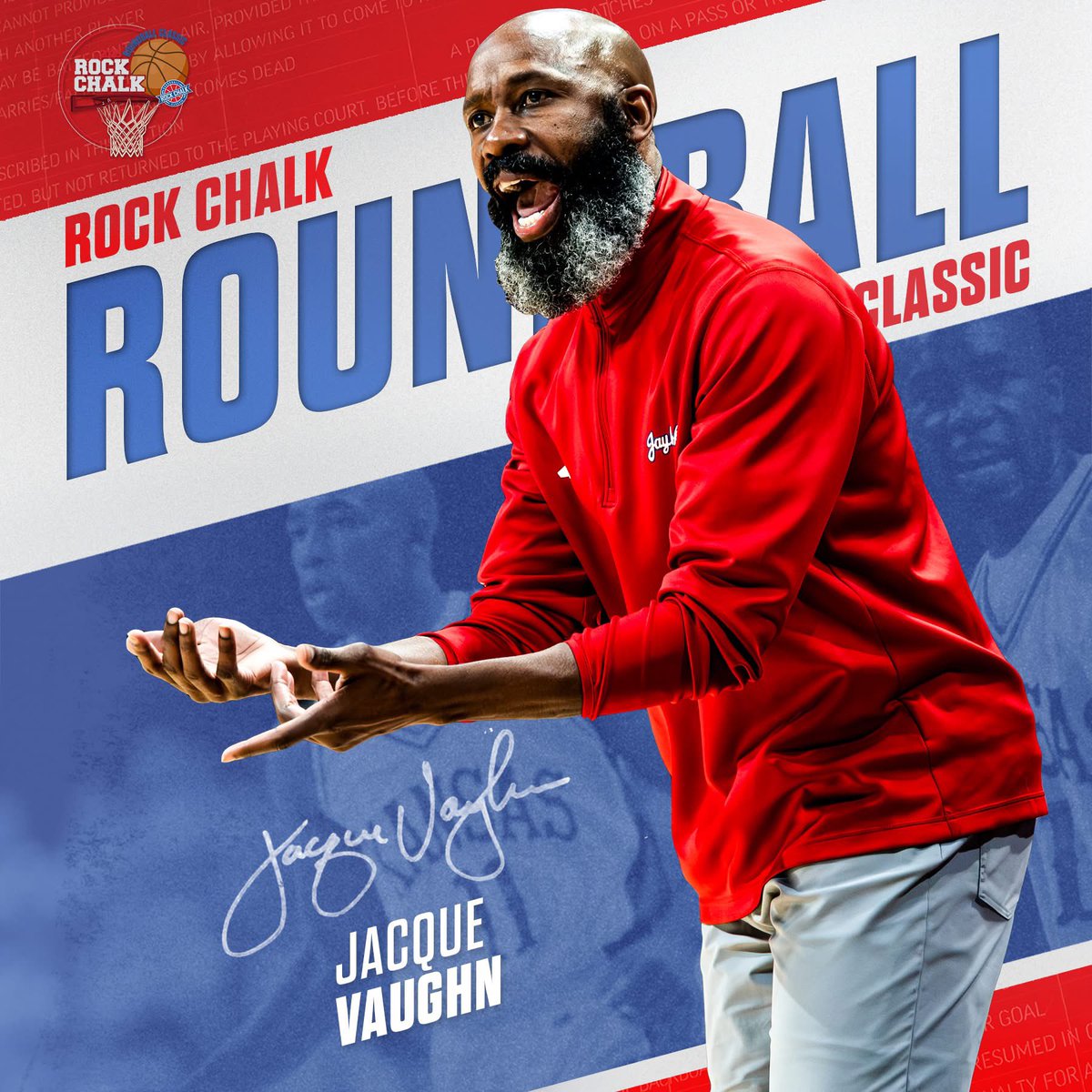 RCRClassic's tweet photo. Making his Roundball Classic debut is one of greatest point guards in Kansas Basketball history. An All-American, World Champion and former Big 8 Player of the Year, please welcome to Roundball, Jacque Vaughn!

Roundball Week is officially upon us! https://t.co/nn5SKZzeGO