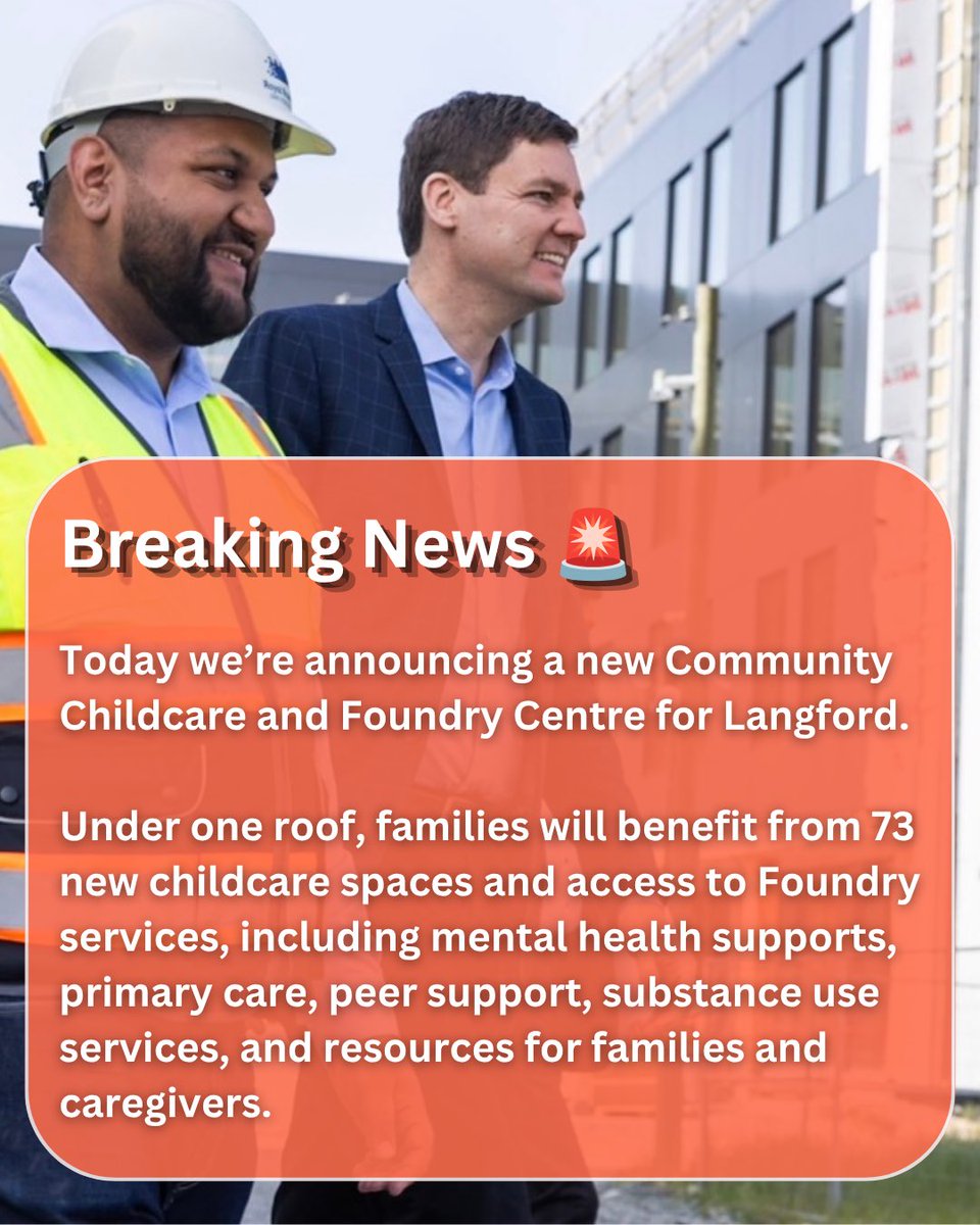 rparmar_BC's tweet photo. We’re making life easier for Langfordians every day.

We’ve just announced a partnership for a new community centre that will be home to 73 new childcare spaces and a brand new Foundry Centre for young people and families right here in Langford. https://t.co/ozSNjAp3dG