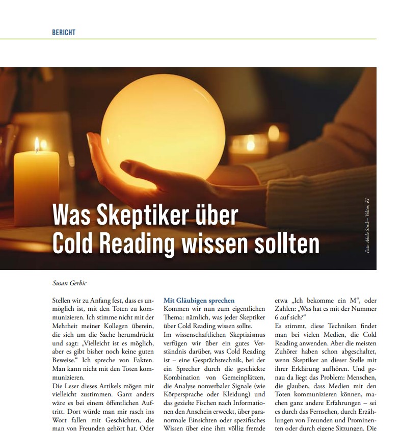 SusanGerbic's tweet photo. My article on cold-reading was just published by the German language magazine for @gwup https://t.co/JCylN6D1z3