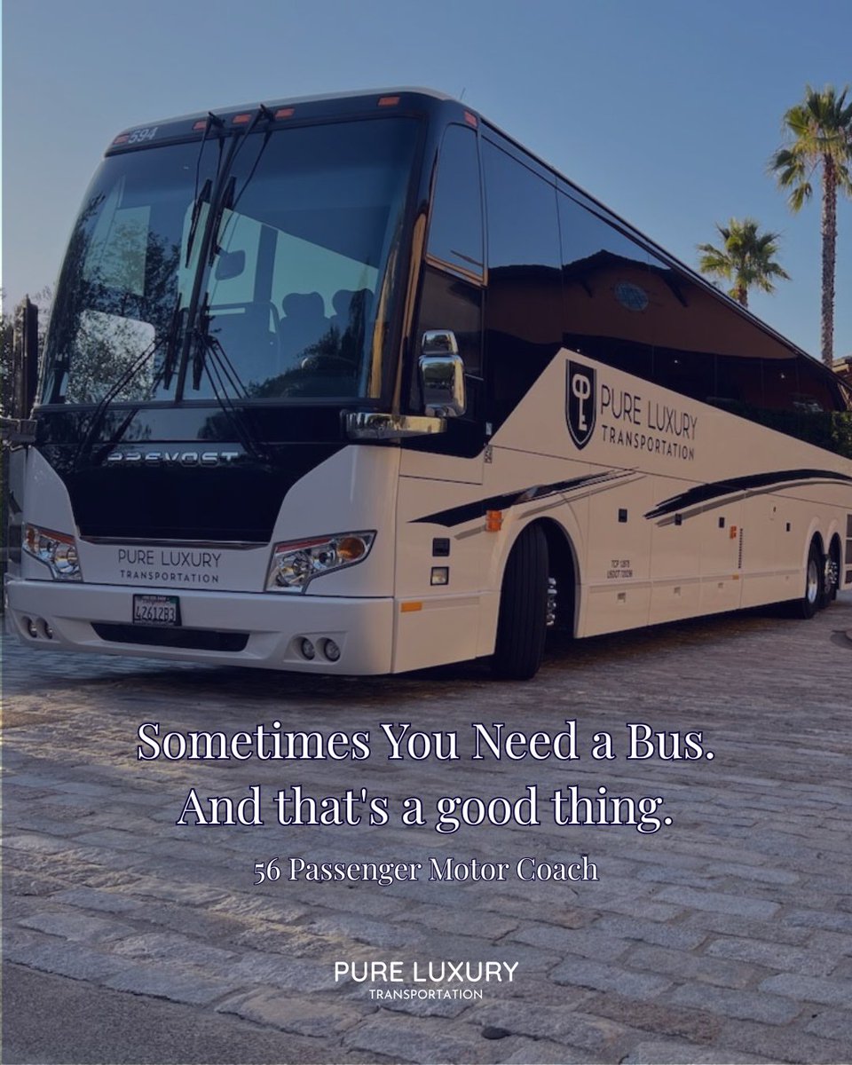 PureLuxuryTrans's tweet photo. Keep your large group together, comfortable, and on schedule with our 56-passenger motor coach. 

Transportation: the challenge — or solution. https://t.co/UbeRK4IO6g