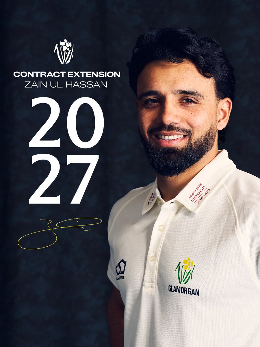 GlamCricket's tweet photo. Zain’s locked in 🔒✍️

Our all‑rounder commits to another year at the Club, keeping him in Wales until 2027 🌾🏏

🔗 https://t.co/B8GM0bNDsw

#OhGlammyGlammy https://t.co/sBgn5nauU3