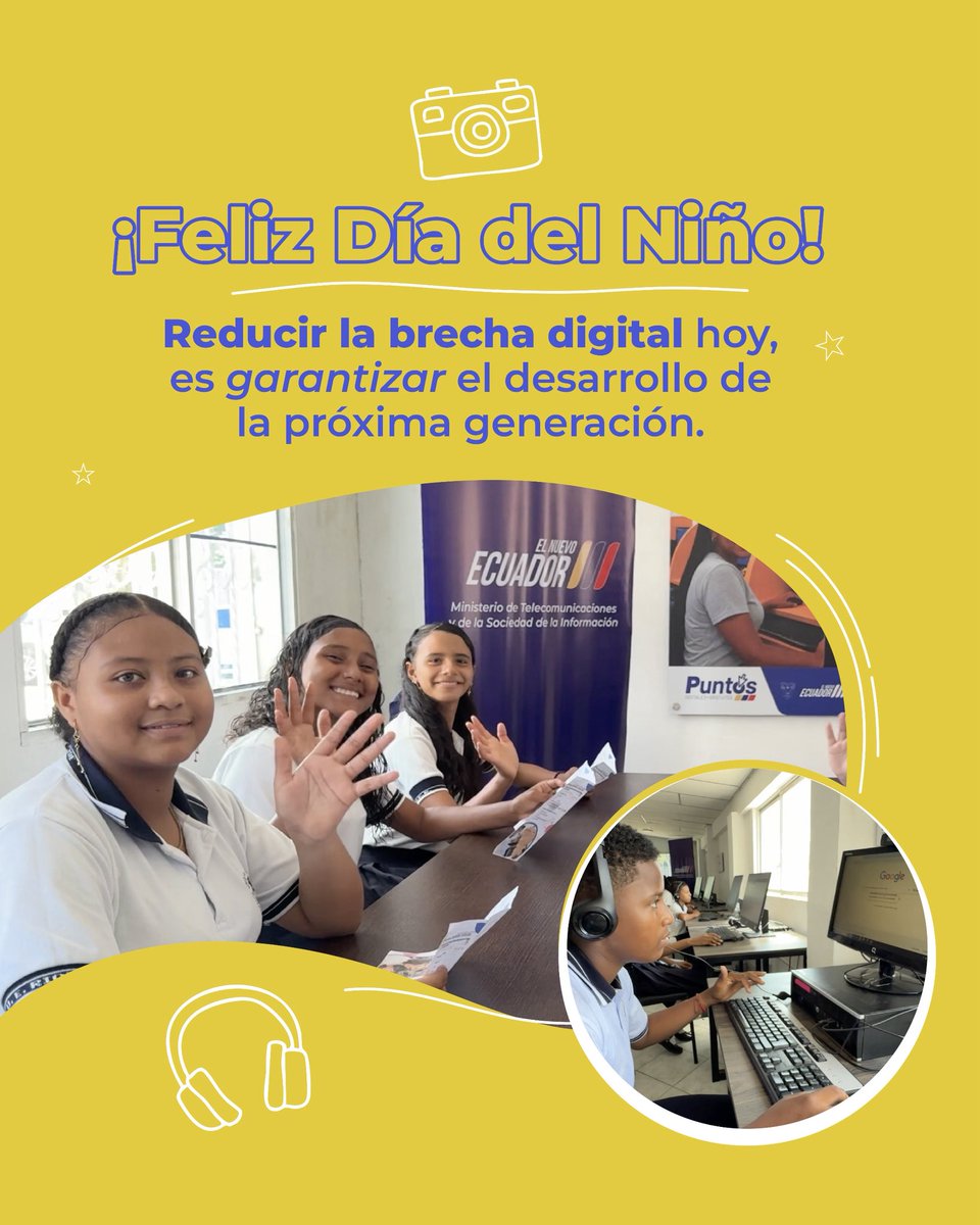 Telecom_Ec's tweet photo. 💙 Cada niño que aprende hoy, construye el Ecuador del mañana.

👉 En este #DíaDelNiño reafirmamos nuestro compromiso de acercar la tecnología y el conocimiento a más niñas y niños en todo el país. 🤜🤛

¡Feliz Día del Niño! 👧🧒

#GobiernoDelEcuador https://t.co/kQANLioYp5