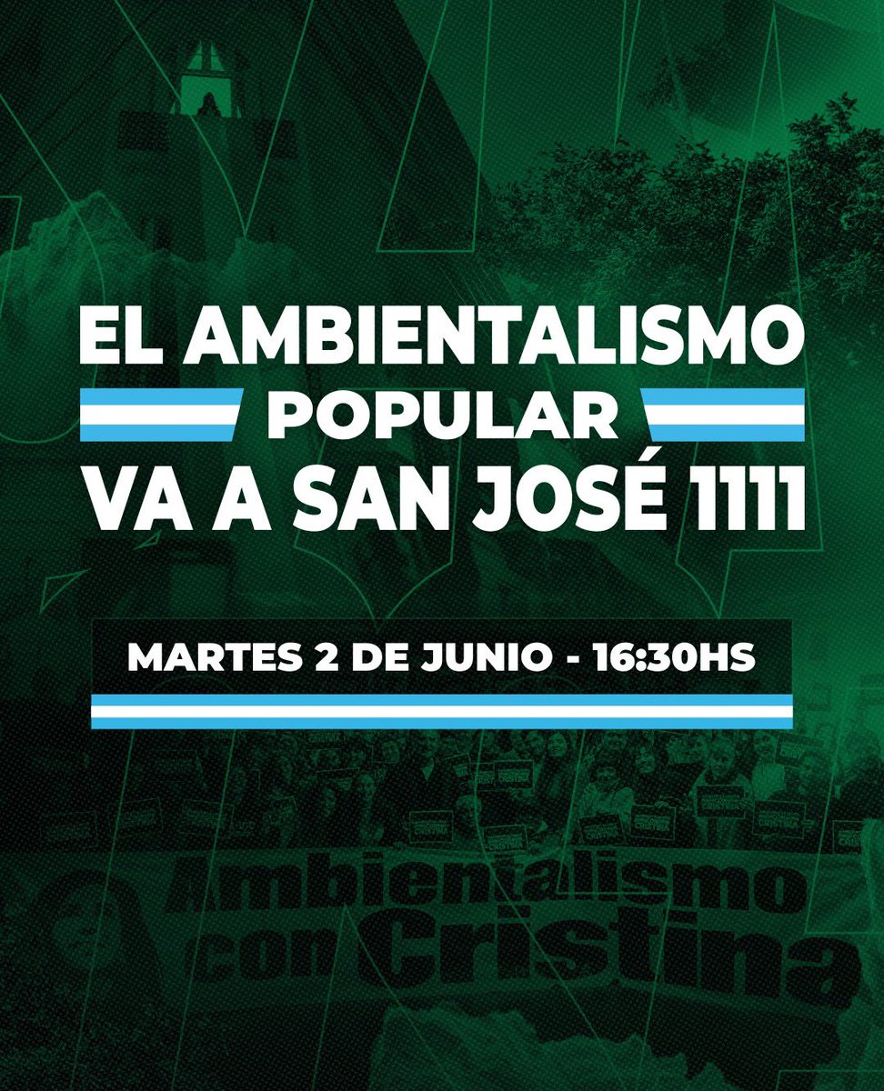 danyvilar's tweet photo. Ambientalismo popular con Cristina 🇦🇷

El martes nos encontramos en San José 1111 por todo lo que hizo Cristina por la soberanía de nuestra tierra y nuestro pueblo. Vamos todos. https://t.co/yR5GVRrZZH