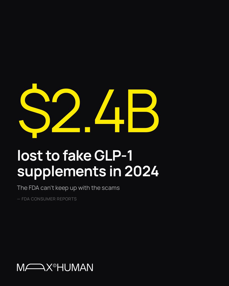 themaxhuman's tweet photo. These $60 'GLP-1' supplements flooding your feed have zero GLP-1 activity. Real semaglutide is a prescription peptide. These are random plant extracts with fancy marketing. The FDA already issued warnings about this scam. https://t.co/dSFmGTcyH5