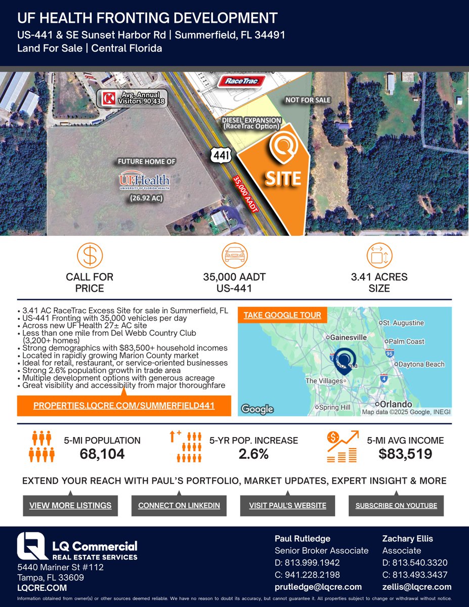 ExtendedReachUS's tweet photo. 🌴 Summerfield FL — Prime US-441 Frontage! Great spot for retail or medical 🚗
📍 US-441 &amp; SE Sunset Harbor Rd
Paul: 941.228.2198 | Zach: 813.493.3437
#CRE #FloridaLand #Development #Summerfield https://t.co/JNqLia1Nws