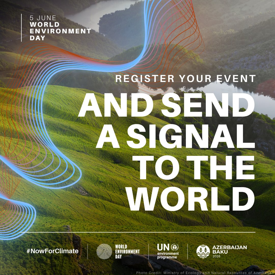 UNEP's tweet photo. Planning an event for #WorldEnvironmentDay?

Whether you are a school, community group, business, city, or government, you can host an event to take action #NowForClimate.

Every voice counts!

Register now: https://t.co/RpplEdyiqZ https://t.co/Xyj5NWSrJc