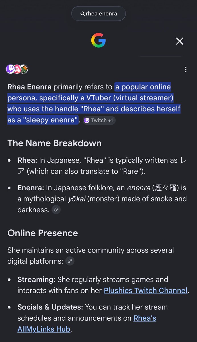 rhea_vt's tweet photo. Googled myself.. and the google ai knows who I am 👀

The thing I wanted the most when rebranding and creating my new model was to be unique 🥺😭 I know it *REALLY* doesn’t mean anything, but to me it makes me feel a little better about it all. https://t.co/gSH9Qs5kp7