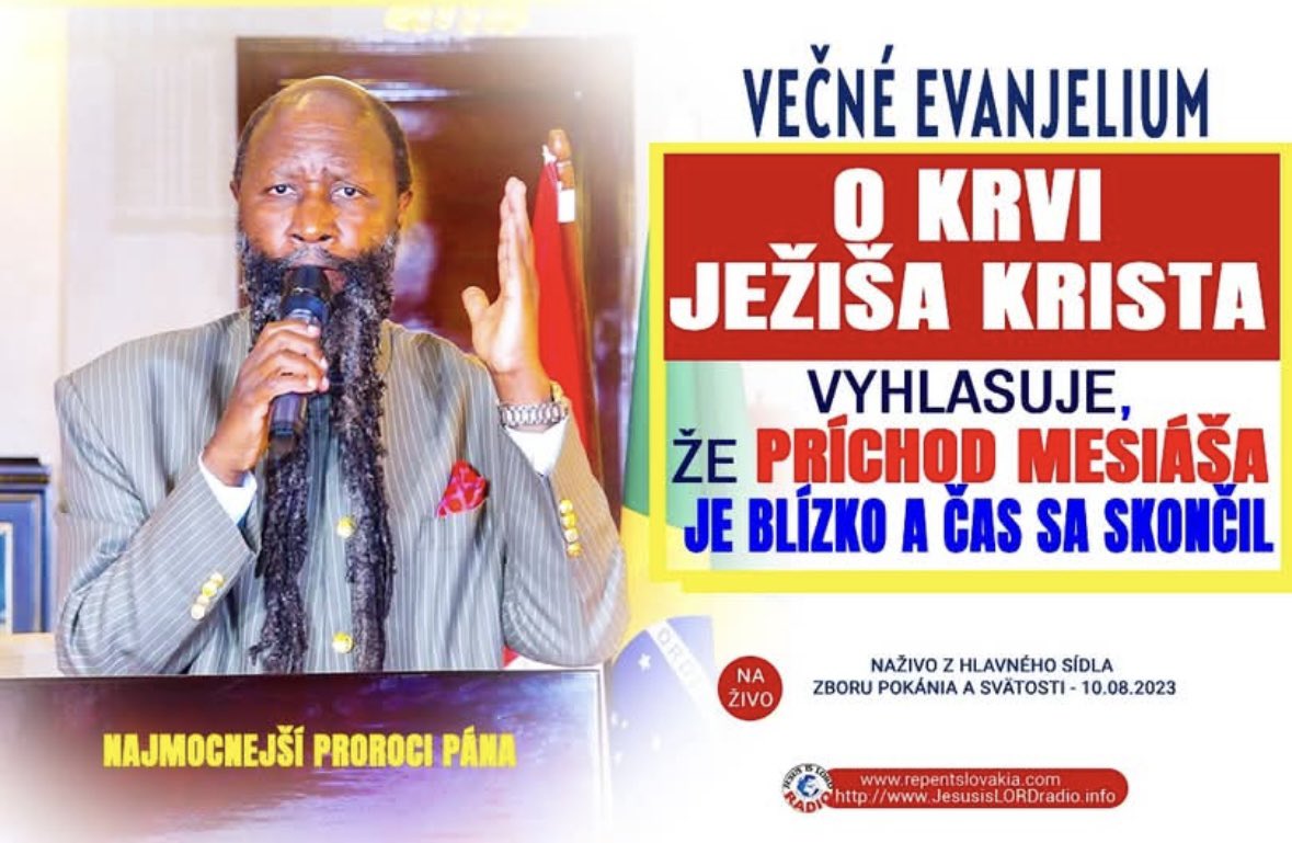 repentveronika1's tweet photo. #GloryOfTheComingKing
@repentSlovakia 
Večne evanjelium o krvi Ježiša Krista vyhlasuje že príchod Mesiáša je blízko a čas sa skončil . https://t.co/IzFyCmYw2l
