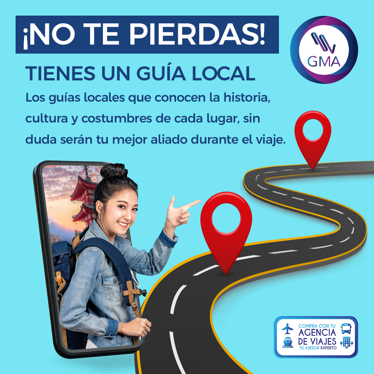 GMAMX2's tweet photo. 🌎  Viajar es descubrir, comprender y conectar con cada destino.

🚩 Cuando reservas con tu agente de viajes, accedes a experiencias mejor planeadas y al respaldo de expertos que saben cómo hacer de cada momento algo especial. 
…👇🏻 https://t.co/nzJDM1CaY0