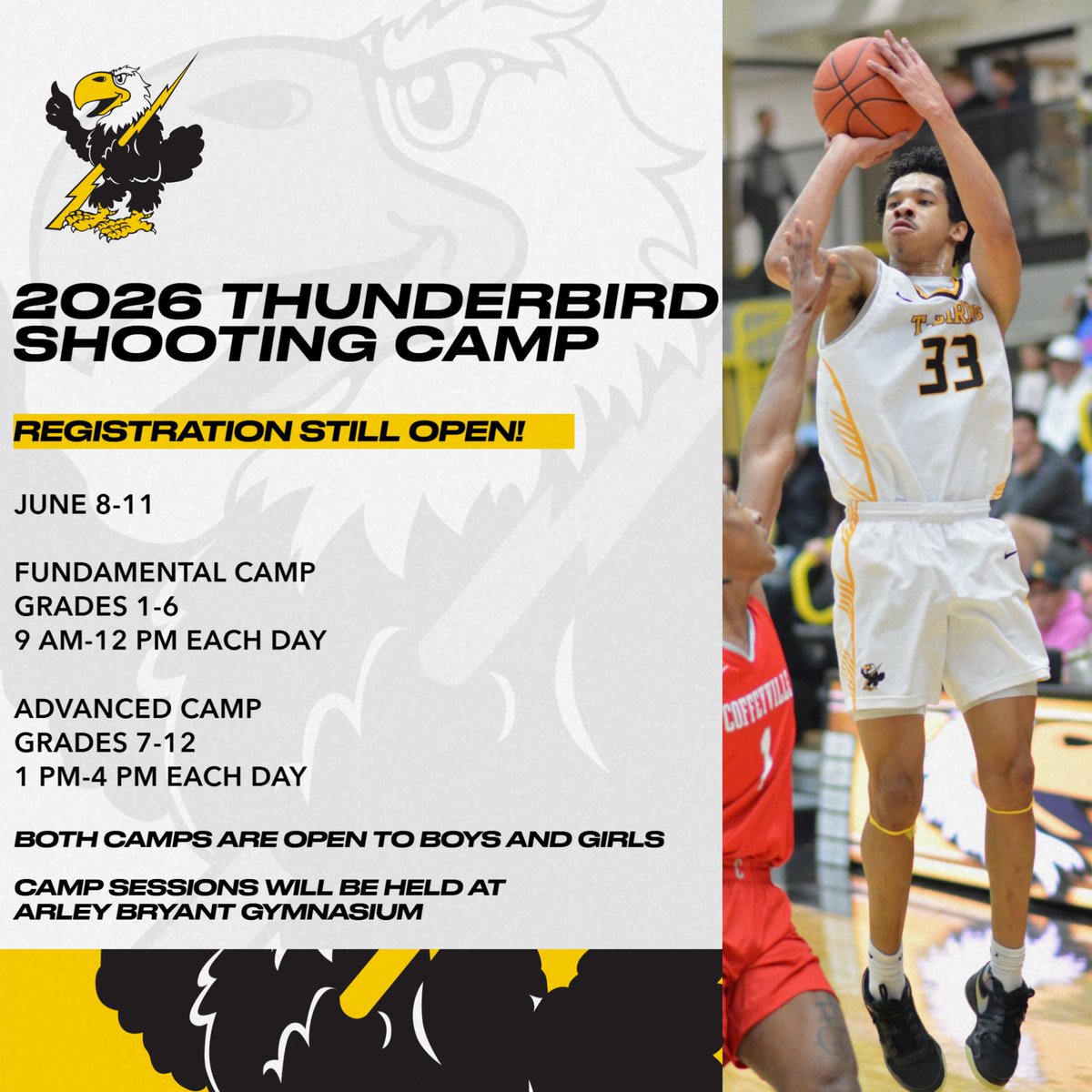 CCCCsports's tweet photo. Just one week away from our 2026 Thunderbird Shooting Camp! 🏀⛺️ 

Sign Up ➡️ https://t.co/YR0IHUx0Fr

#CloudMBB | #BackTheBirds https://t.co/i1M9pzB1lv