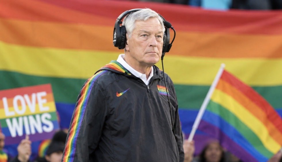 Nebbluto's tweet photo. on behalf of all iowa fans, we want to wish kirk ferentz a happy pride month. thank you for being a positive role model for all of us in iowa city https://t.co/kqN1E3fm6s