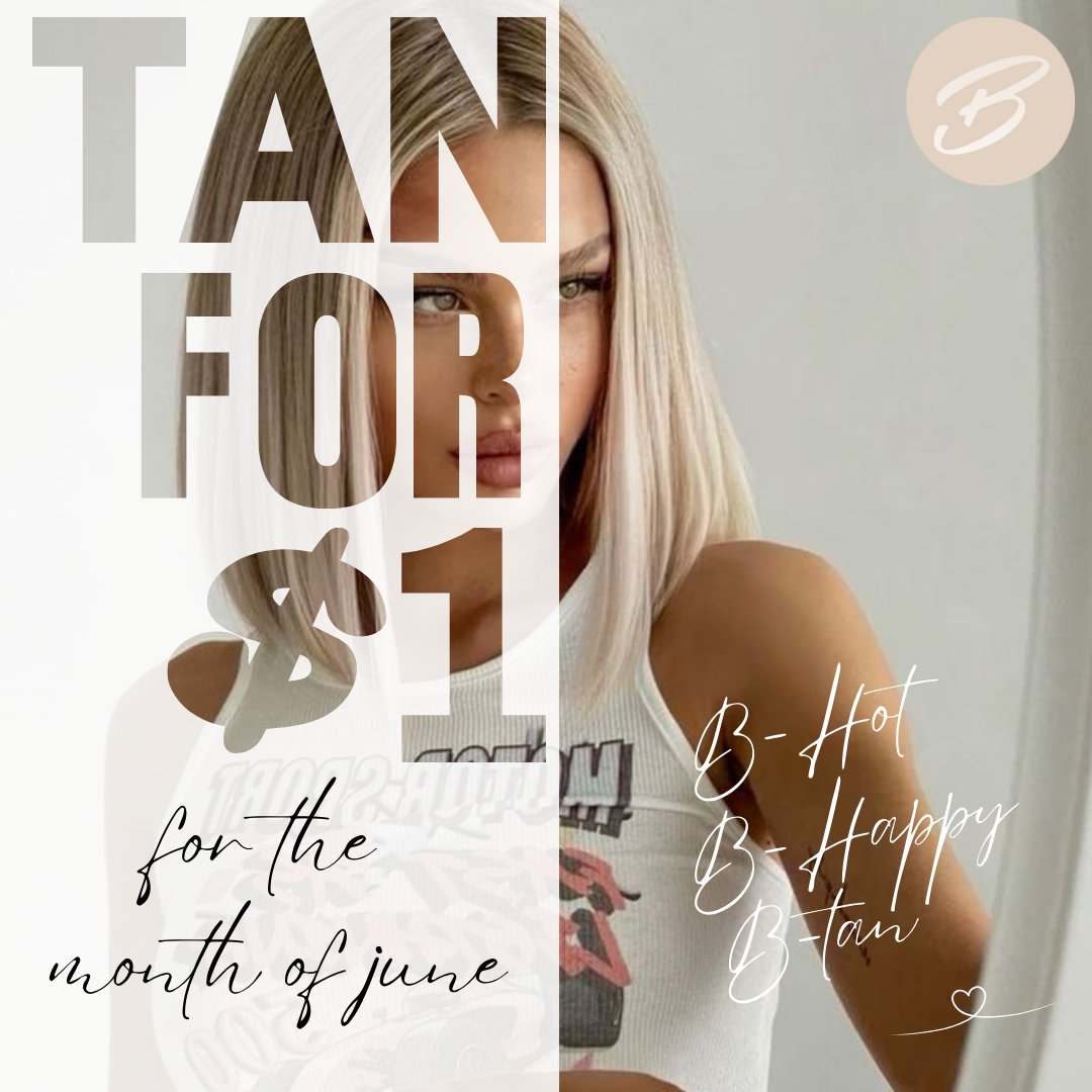 BTanGeorgia's tweet photo. 🌞✨ JUNE SPECIAL: TAN FOR $1! 🌟
 Join our VIP program and tan for just $1 all month long! 😍🌴
- Applicable for new and returning clients
- 3-full-month minimum commitment
-$30 activation fee (ask us how to waive it!)
** See salon for full details
 #BTan #BTanGeorgia https://t.co/Vf1XFDAgsI
