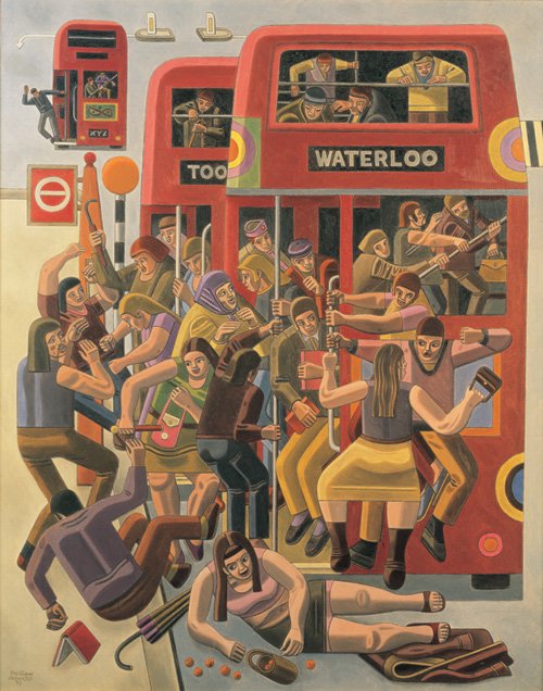 PaintingsLondon's tweet photo. 'Rush Hour' (1971) by William Roberts

(Private collection) https://t.co/qxljU90laQ