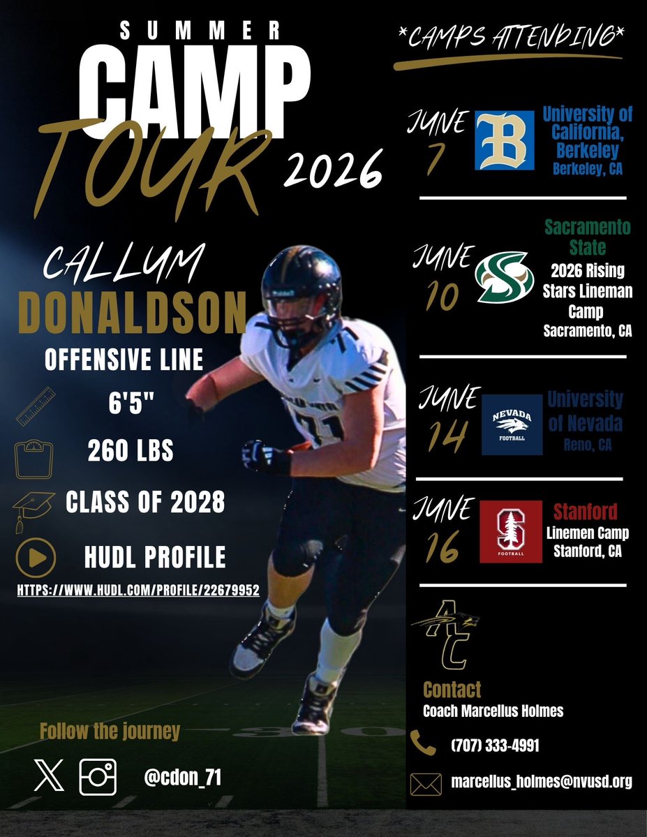 Cdon_71's tweet photo. These will be the camps illl be attending 
@IanAndersonAC 
@sjdonaldson20 
@coach_m_holmes 
@ACHS_Wolves_FB https://t.co/VSv27eve8h
