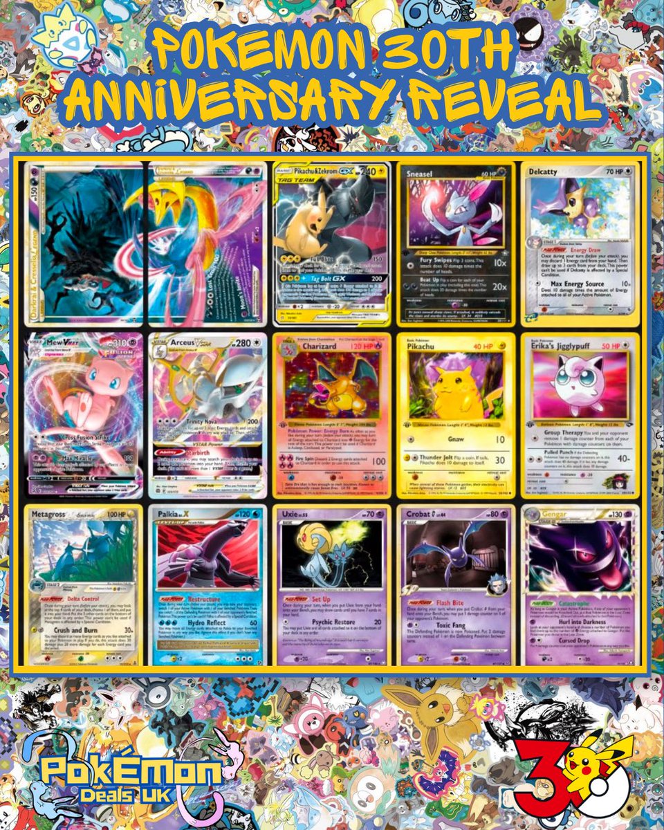 pokemondealsuk's tweet photo. The 30 reprint Cards from "30th Celebration" that most likely will form part of the set. More info in @pokebeach article 

https://t.co/fwimUx2cBj

#pokemontcg https://t.co/iAJO137kDZ