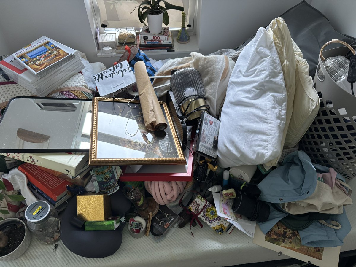 ratjackson_'s tweet photo. came back after the “roof work” was done to find all my belongings in a pile on my bed i need a gun https://t.co/MOYOAwSq2v