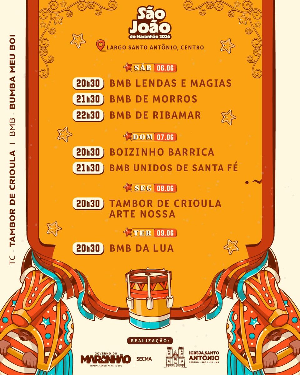 victorcomc_'s tweet photo. A programação de hoje até dia 13! Começando sempre após a missa das 19h https://t.co/647PSY3i2U