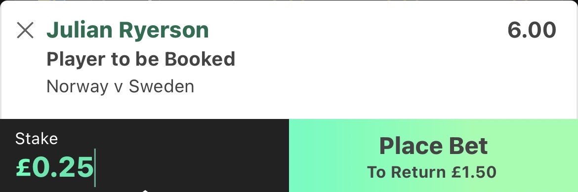 CardsCartelTips's tweet photo. 🚨 NORWAY 🇳🇴 vs SWEDEN 🇸🇪 🚨

Taking a small stab at the cards market:

🟨 Ryerson to be booked @ 6.00
🟨 Ayari to be booked @ 5.50
🟨 Berge to be booked @ 5.50

0.25U Singles 🎯

Scandinavian rivalry, plenty of midfield battles and all three should be involved defensively. https://t.co/bGKn2KYplL