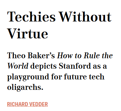 NASorg's tweet photo. How to Rule the World is a great read. I would rather spend an hour with Theo Baker than with virtually any university president or professor I know. https://t.co/w1ojVypvLB