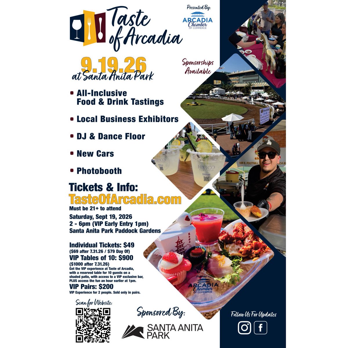 ArcadiaChamber's tweet photo. Join us on Saturday, September 19, 2026, at the beautiful Santa Anita Park Paddock Gardens for an unforgettable afternoon of:

🍴 All-Inclusive Food &amp; Drink Tastings
🏢 Local Business Exhibitors
🎶 DJ &amp; Dance Floor
🚗 New Cars
📸 Photobooth

👉 https://t.co/RUzv3yOFKK https://t.co/eyBW0ahVQw