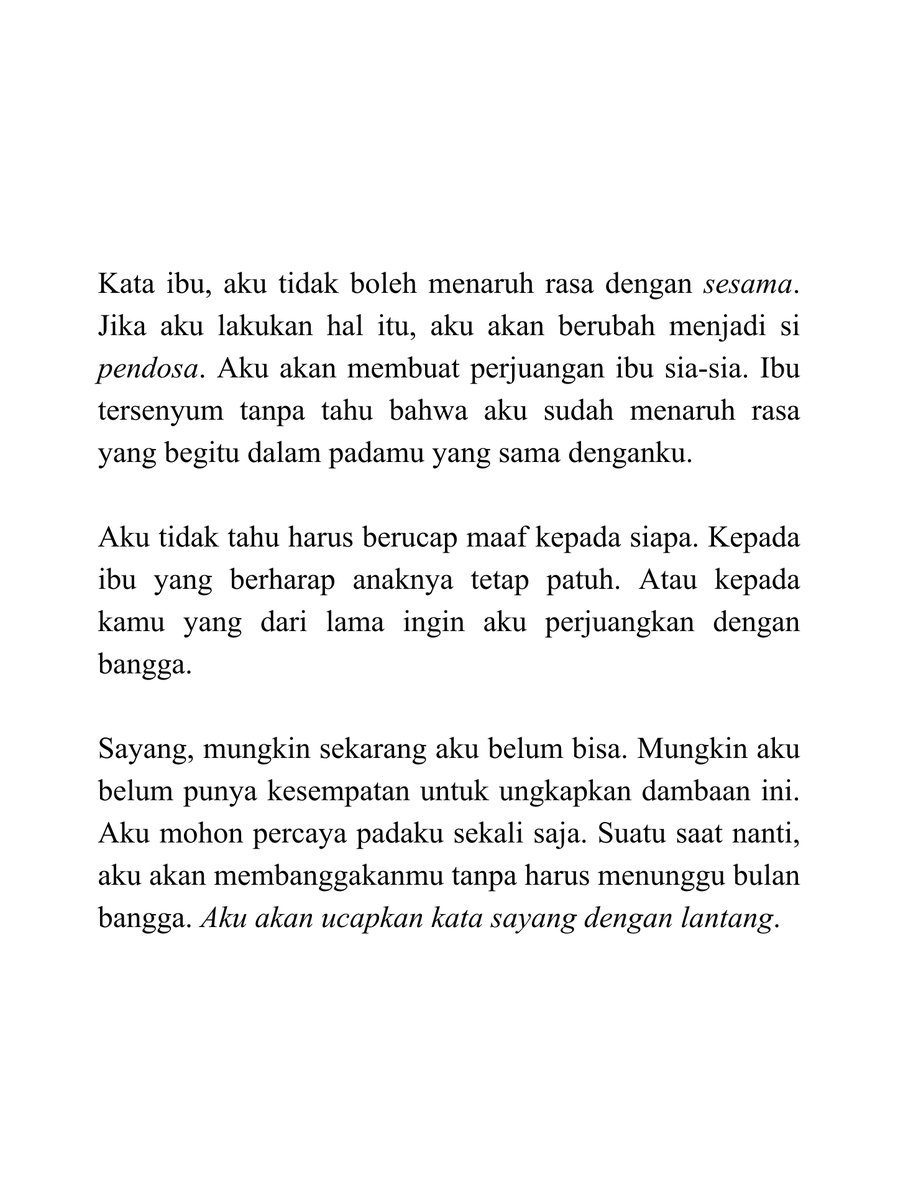 arsipelangi's tweet photo. Aku ingin ucapkan kata sayang dengan lantang serta bangga tanpa harus menunggu hari bangga, #nitdo. https://t.co/rjtlIqKwGZ