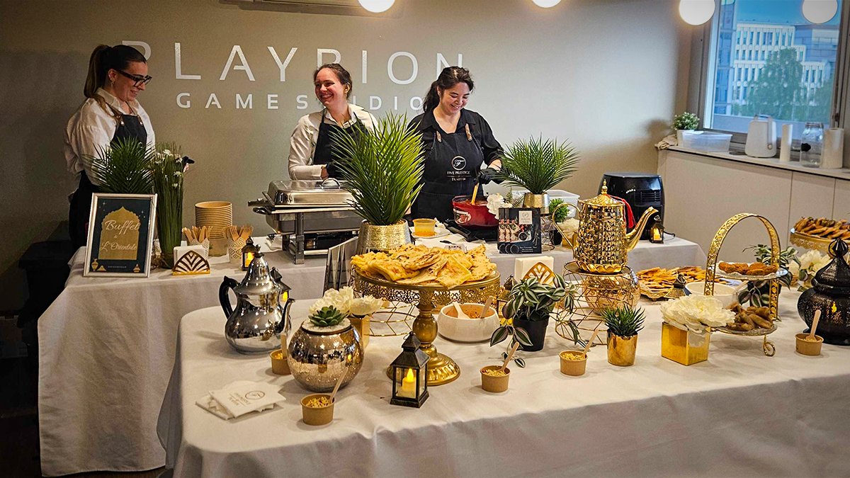 Playrion's tweet photo. Last fall, we launched Airport Simulator in Arabic...

...and a few months later, it became profitable! Definitely worth celebrating.

So we got the team together at the office for a proper party, with amazing Middle Eastern food by Five Prestige! https://t.co/GL8ABVkvlL