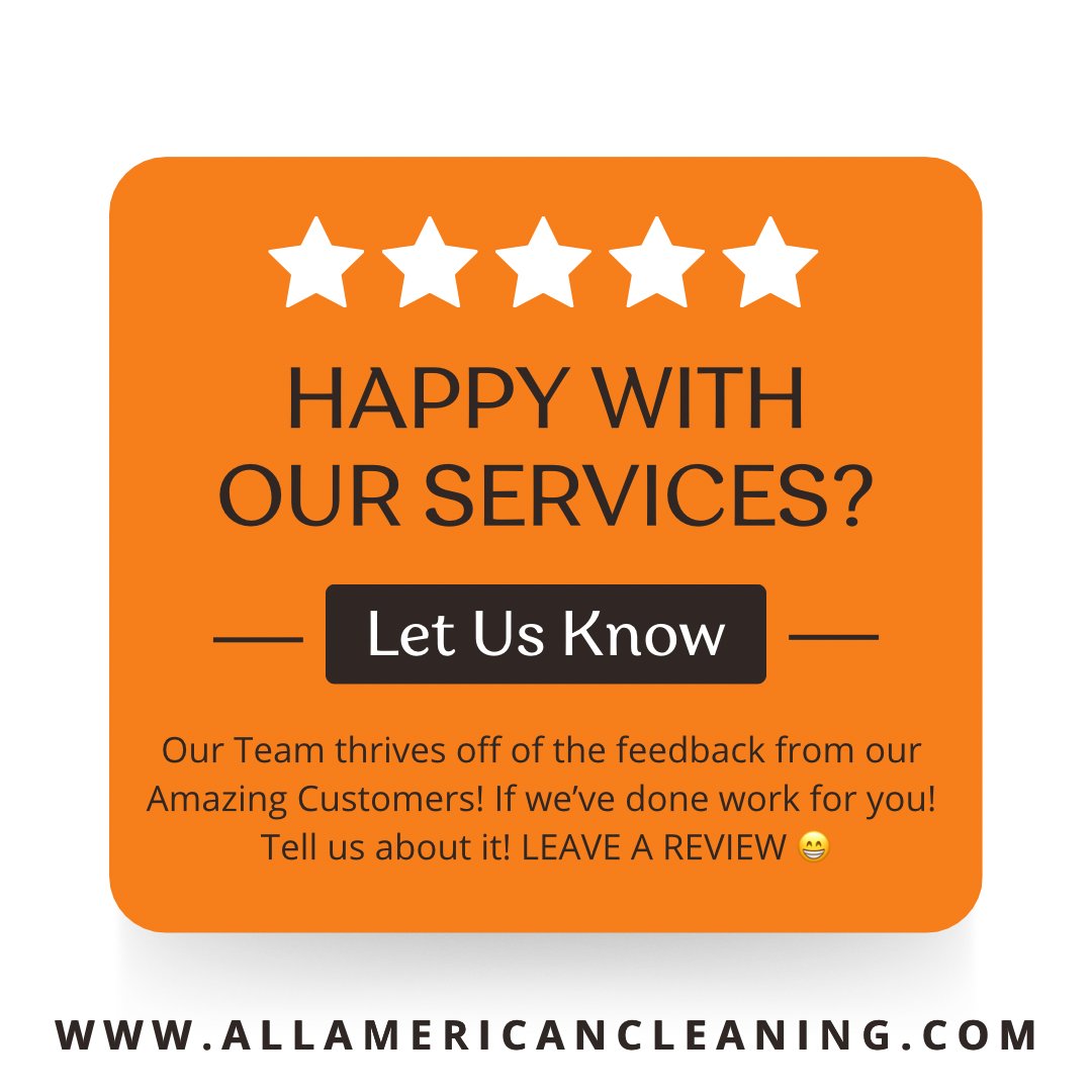 AllAmerClean's tweet photo. Has The All American Team helped you with your Water or Fire damage? 
⭐️⭐️⭐️⭐️⭐️ We Want to hear about it 

https://t.co/M3FU0v7uHl https://t.co/GmEmEVfyn1
