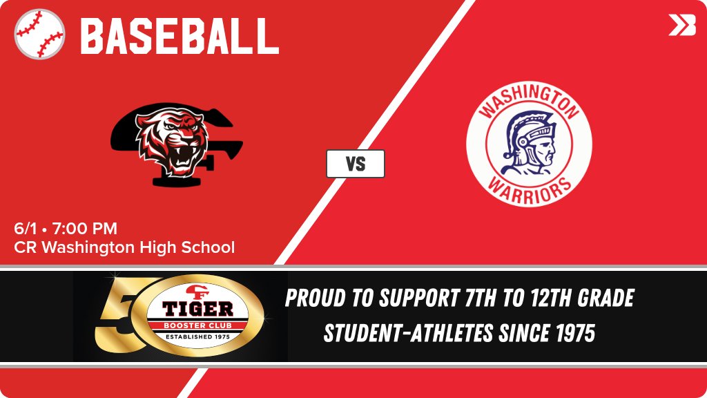 CFHSGoTigers's tweet photo. Baseball (Varsity) Game Day! - Check out the event preview for the The Cedar Falls Tigers vs The Cedar Rapids Washington Warriors. It starts at 7:00 PM and is at Washington High School Baseball Field. https://t.co/2YLVrUA6Wq https://t.co/7La88ryapi