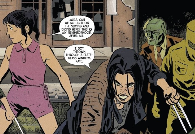lesjayrose's tweet photo. happy pride month to kate bishop and her growling wolverine girlfriend https://t.co/J8arKKVExj