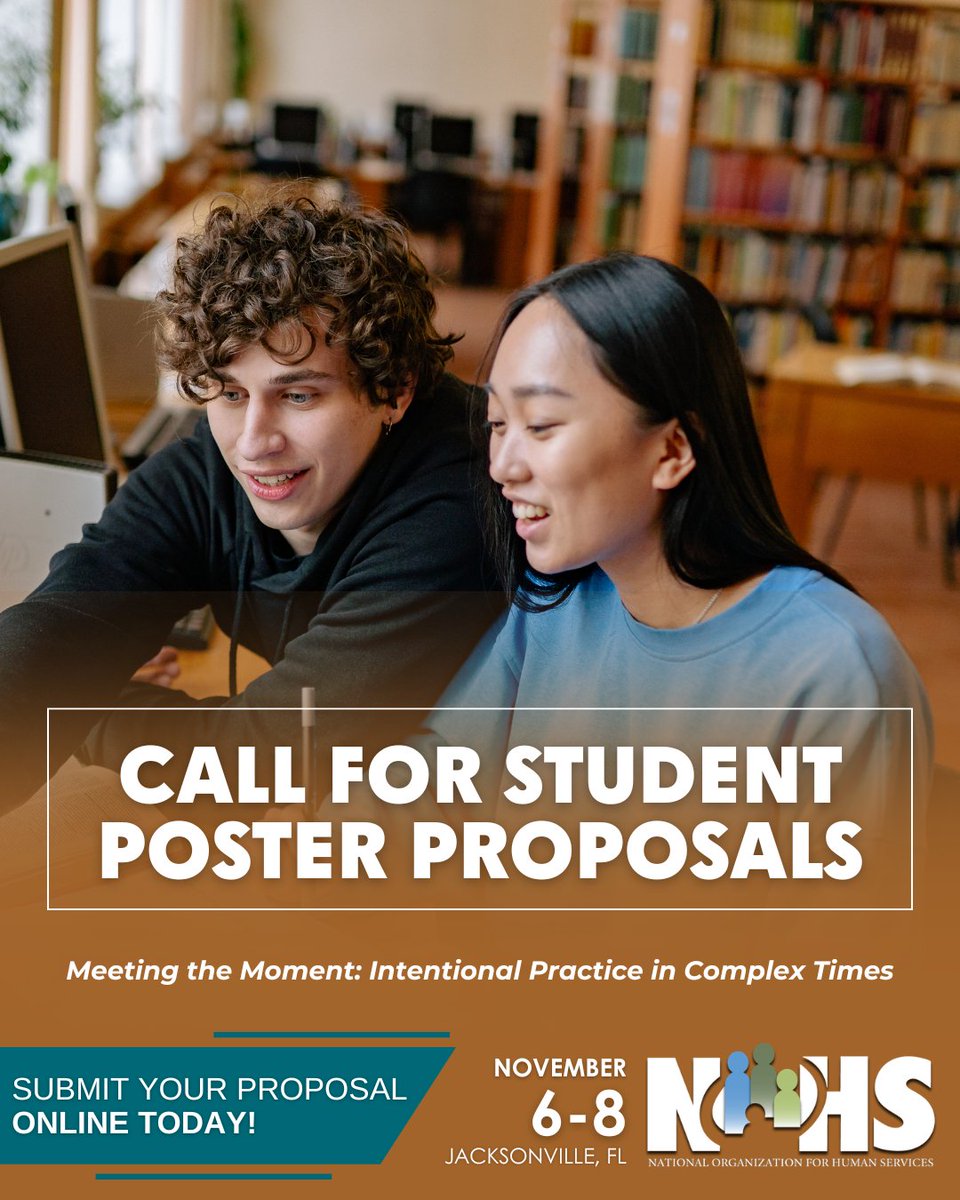 NOHS_org's tweet photo. Students are invited to submit poster proposals for the 2026 NOHS National Conference!

Share research, academic projects, field experiences, or creative ideas with the human services community. Posters may be presented in person or virtually.

#NOHSConference #HumanServices https://t.co/3YS3BA5f6V
