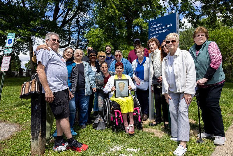 PaSenateDems's tweet photo. This weekend, @SenTartaglione attended the renaming ceremony of Wissinoming Park to Margaret Tartaglione Park and Recreation Center. 

Marge Tartaglione was elected city elections commissioner in 1975. She along with Dr. Ethel Allen were the first women elected citywide. https://t.co/u6PHPktyvo
