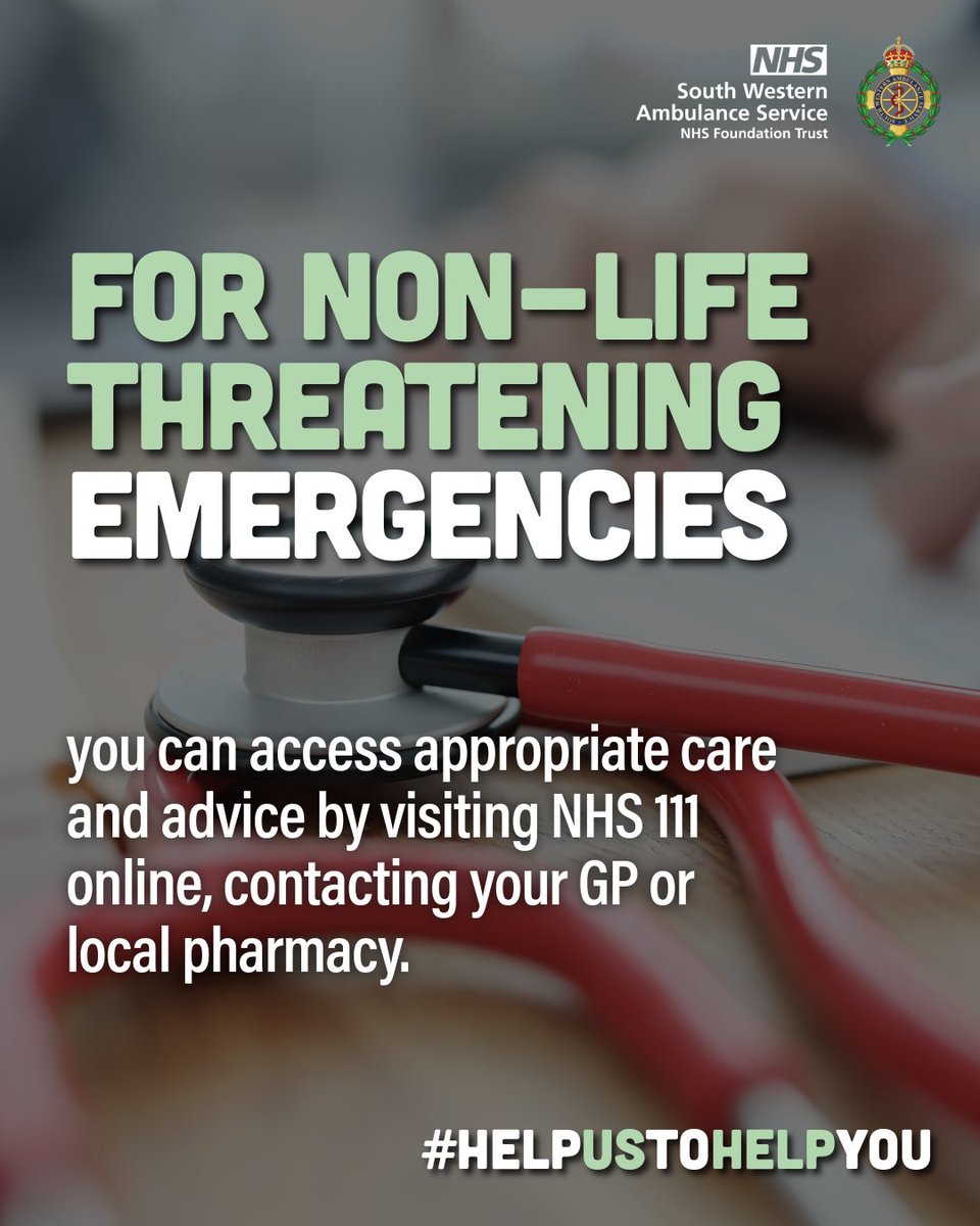 swasFT's tweet photo. Unsure where to go for medical help?

NHS 111 is here to help — day or night.

Trained advisers and clinicians can guide you to the most appropriate service for your needs, whether that’s self-care, a pharmacy, urgent treatment centre, GP, or emergency care.

Think 111 first 💙 https://t.co/IQ9ssx63LS